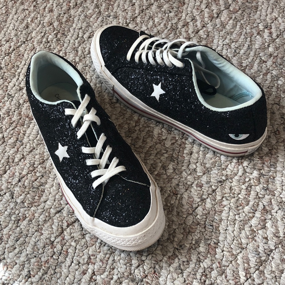 Converse Black Glitter Star Sneakers